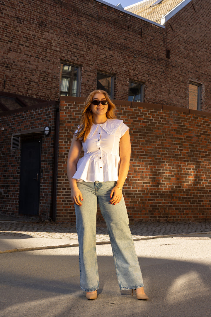 Stretch Cotton Peter Pan Collar Shirt