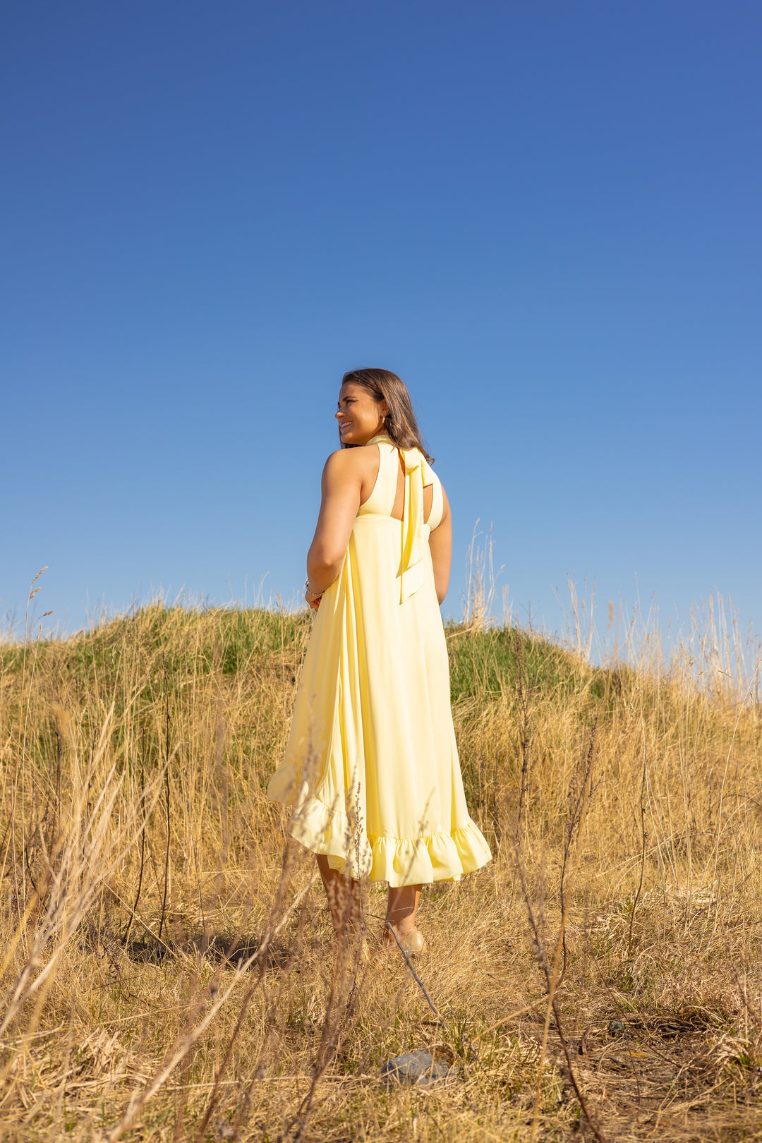 Sabrina Halterneck Ruffled Midi Dress