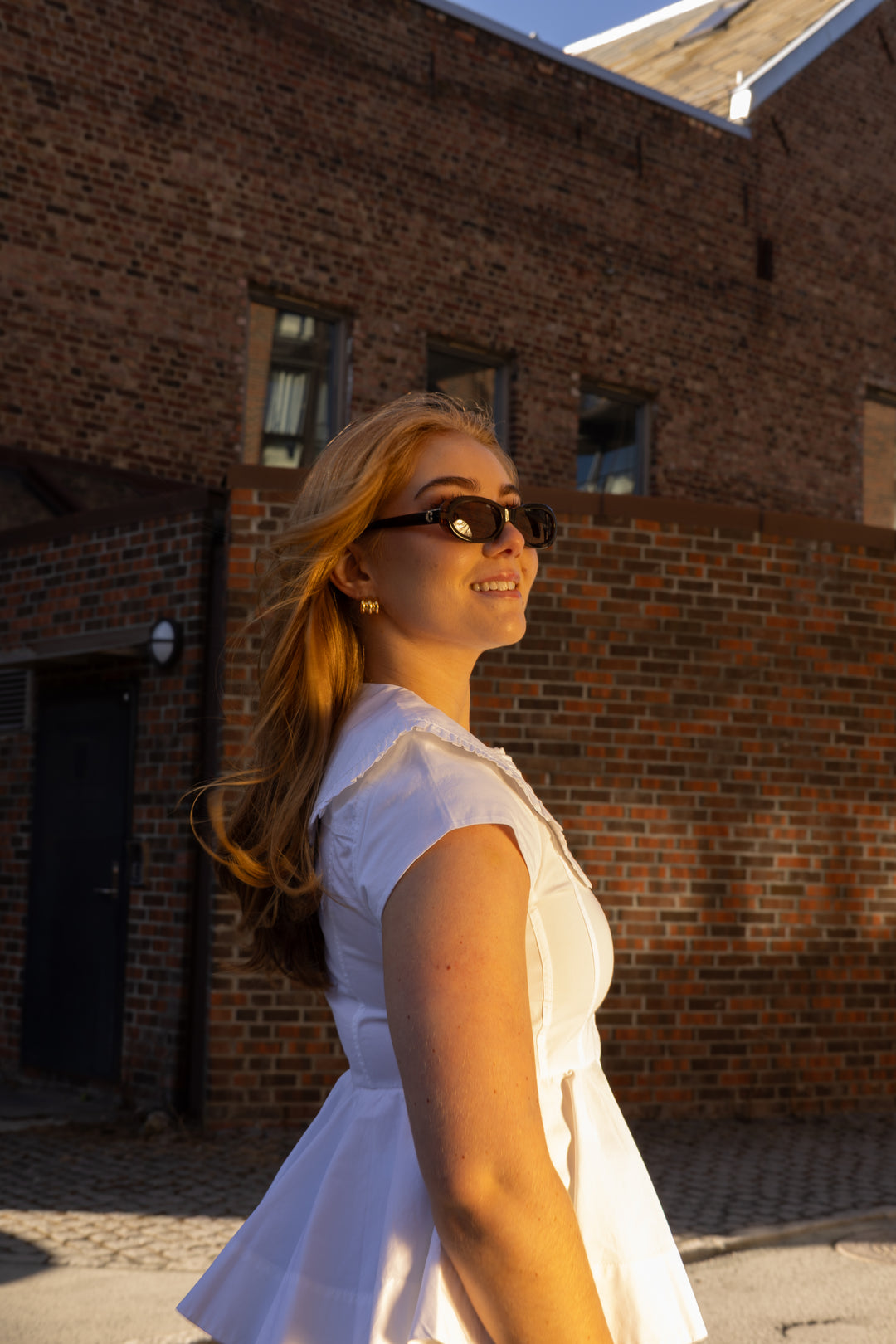 Stretch Cotton Peter Pan Collar Shirt
