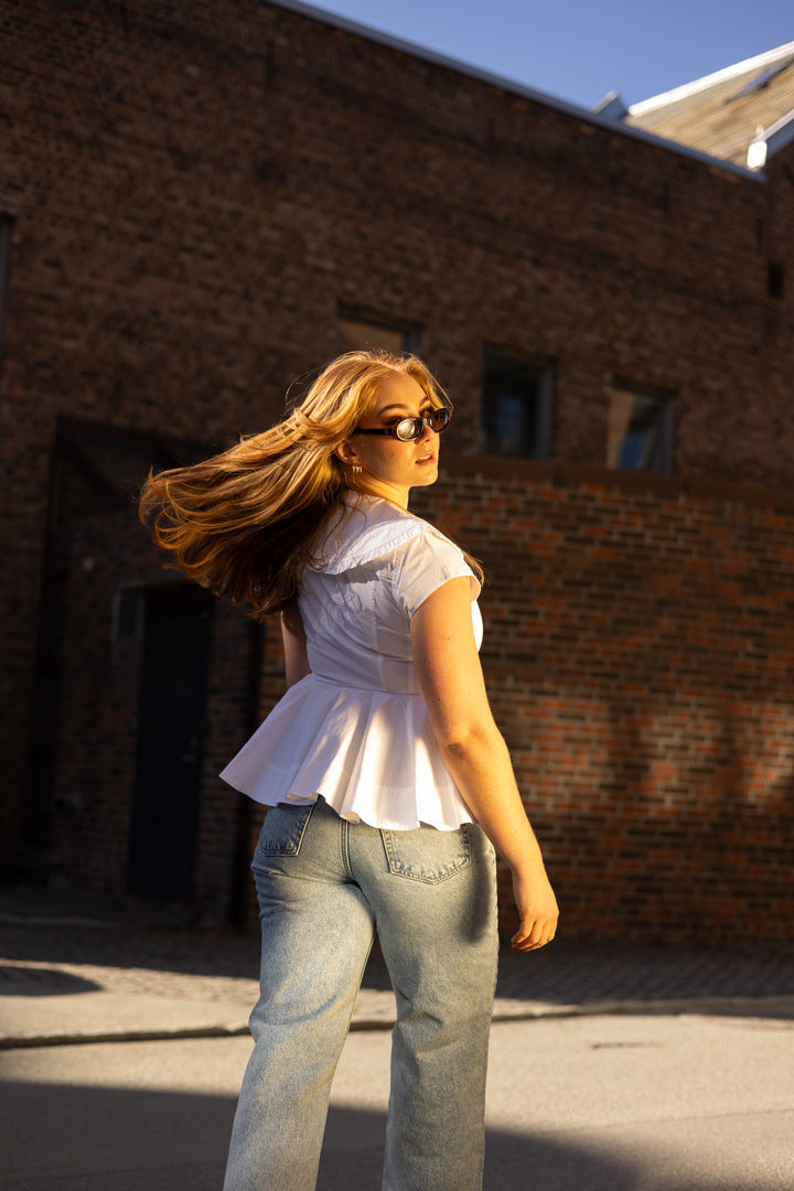 Stretch Cotton Peter Pan Collar Shirt