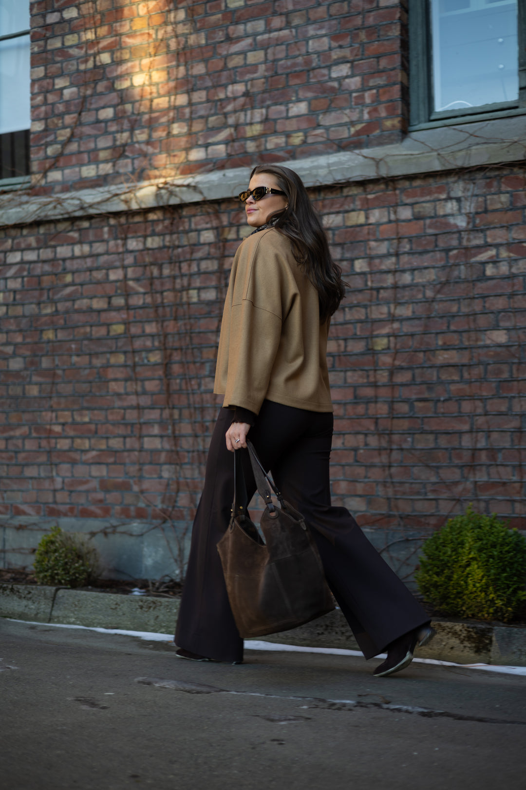 Women collarless cape cashmere blend