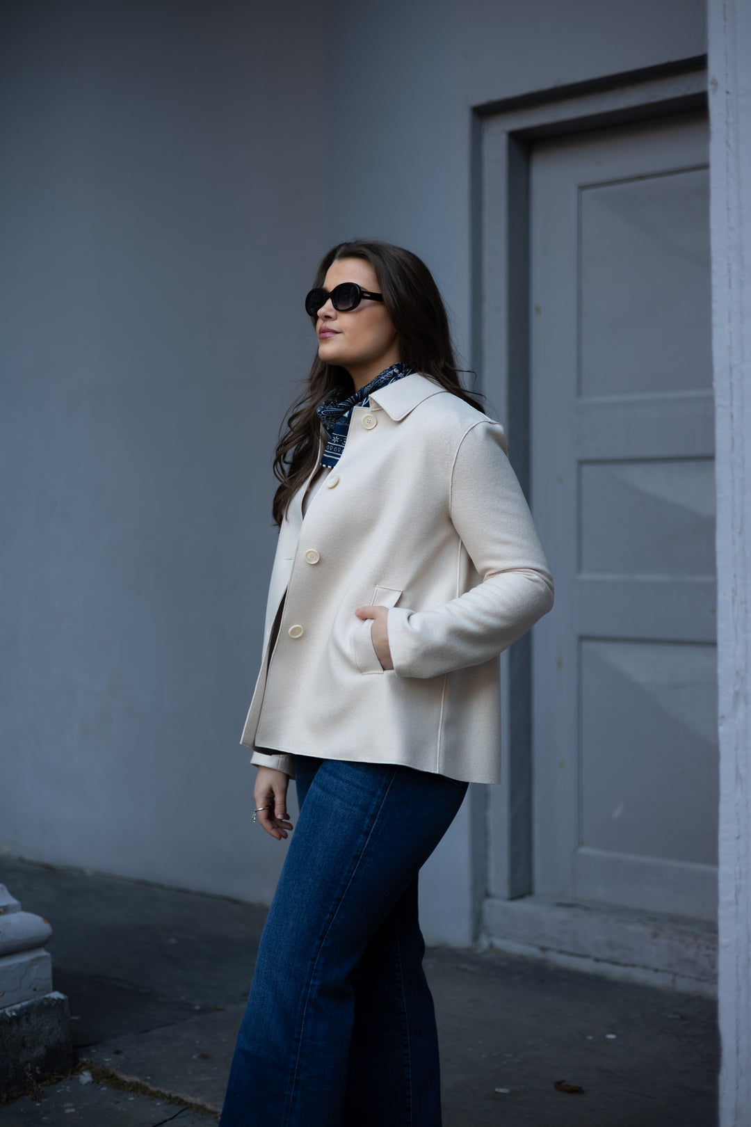 Women short loden light pressed wool