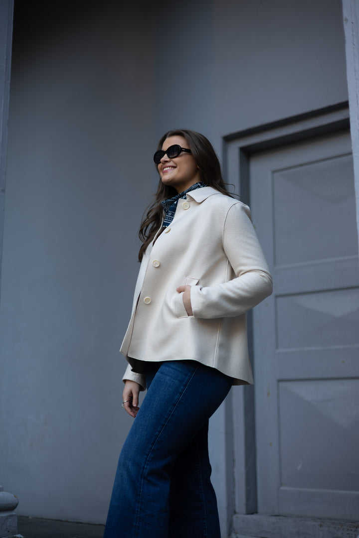 Women short loden light pressed wool