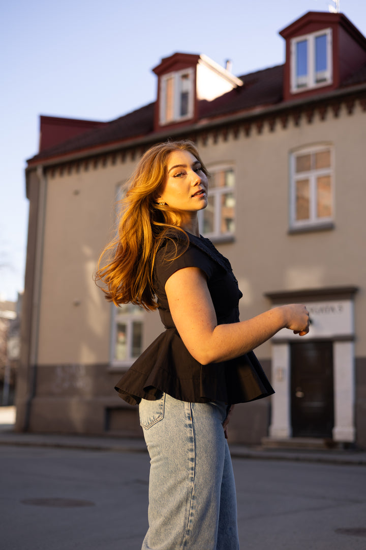Stretch Cotton Peter Pan Collar Shirt