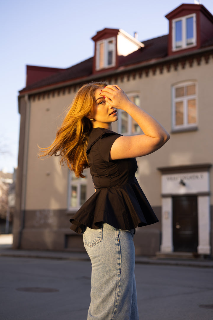 Stretch Cotton Peter Pan Collar Shirt