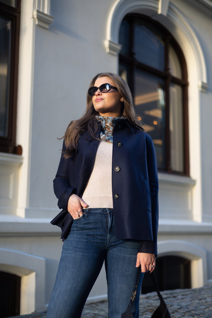 Women short loden light pressed wool