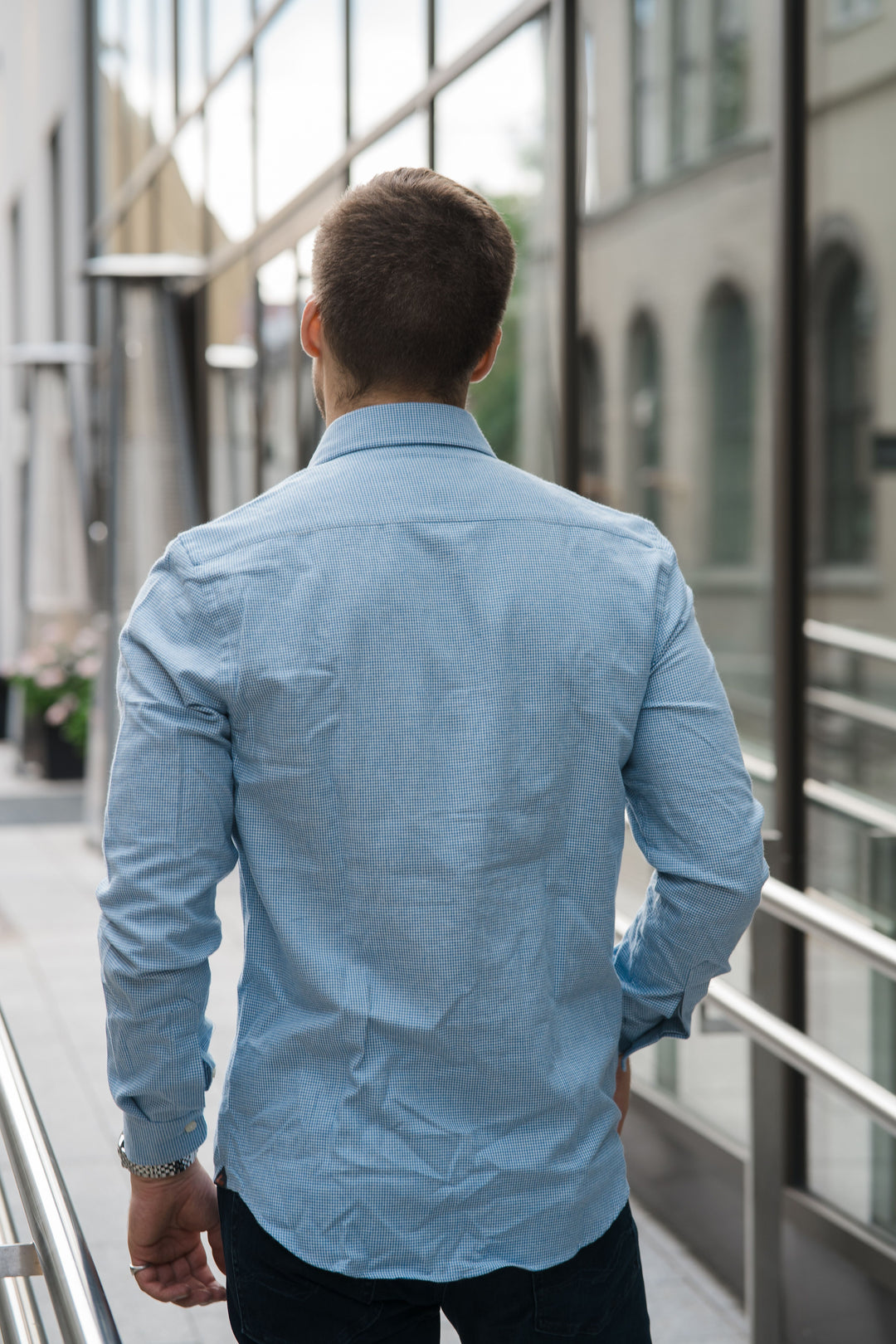 MORRIS Soft Twill Dogtooth Shirt-Slim Fit