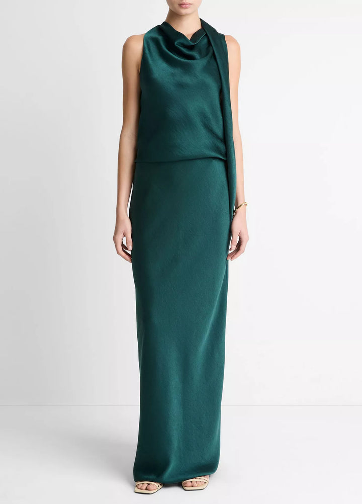 FLUID SATIN SCARF TOP