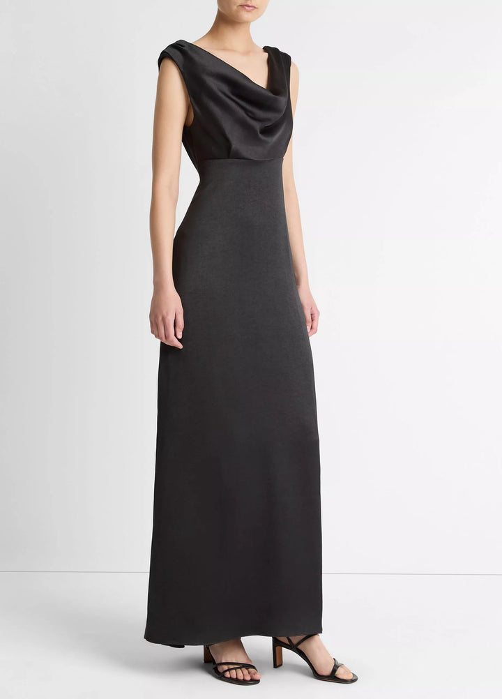 DRAPED COWL MAXI DRESS