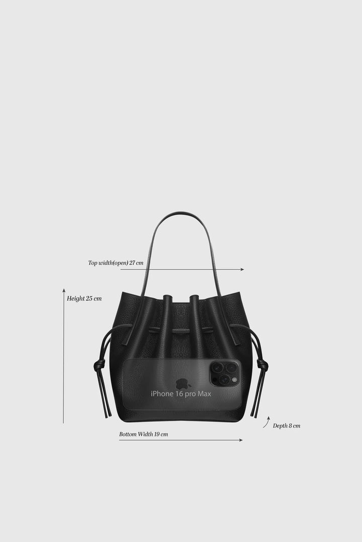 MINI SCALLOP TOTE PEBBLE GRAIN LEATHER