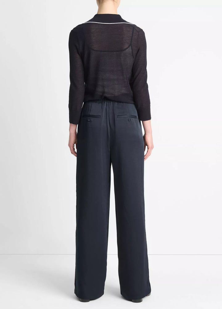 VINCE MID RISE SIDE STRAP WIDE LEG PANT