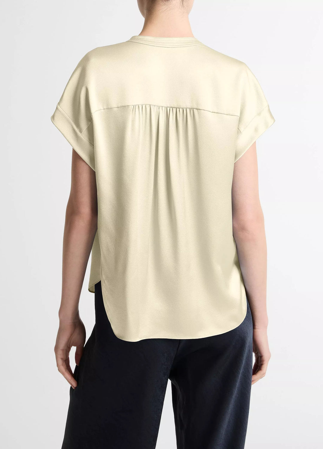 GATHERED NK CAP SLV BLOUSE