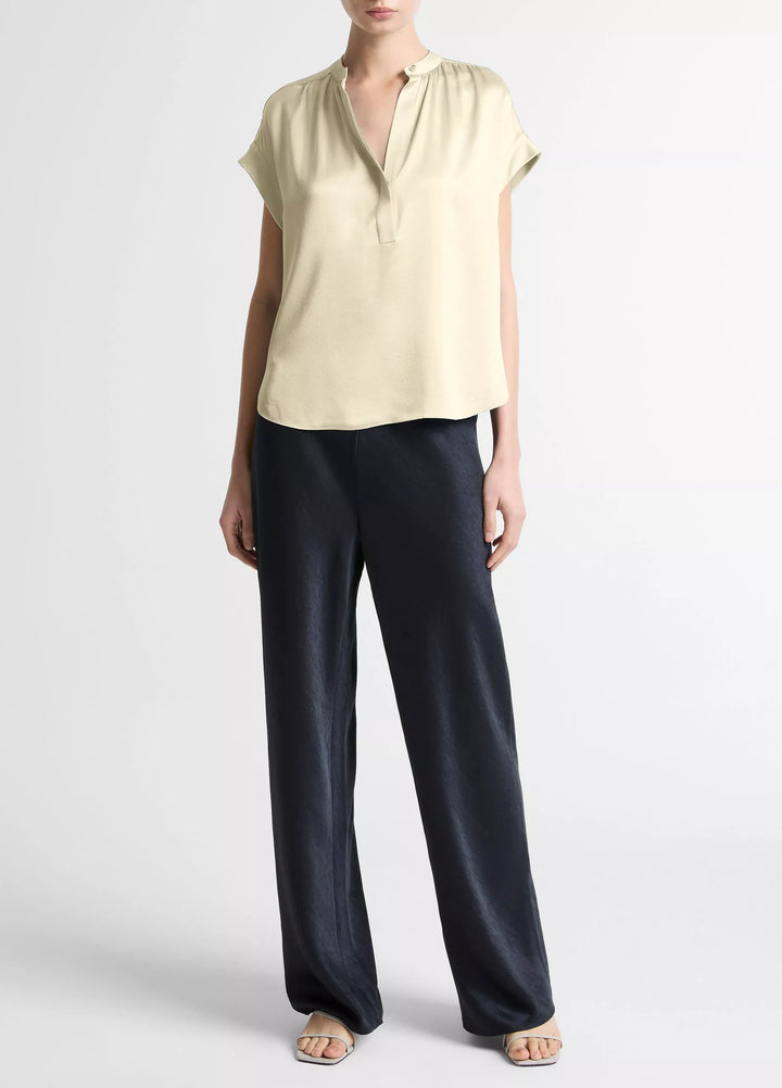 GATHERED NK CAP SLV BLOUSE