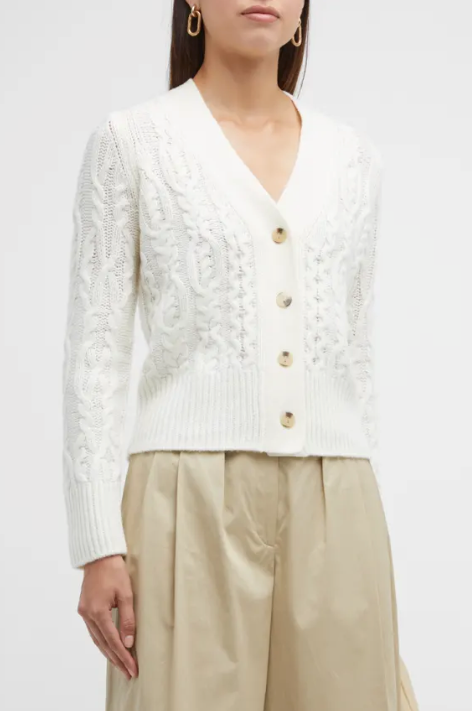 VINCE TRIPLE BRAIDED CABLE SWEATER