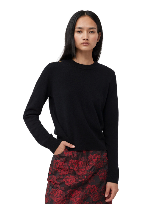 GANNI Cashmere Mix O-Neck Pullover - Solid