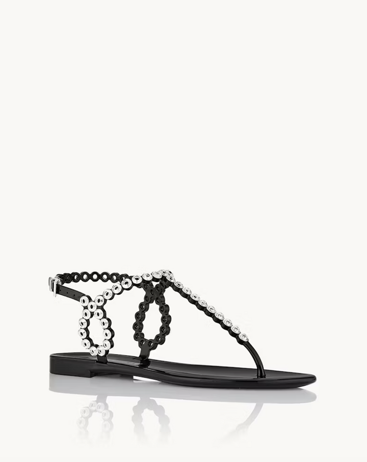 AQUAZURRA ALMOST BARE CRYSTAL JELLY SANDAL FLAT