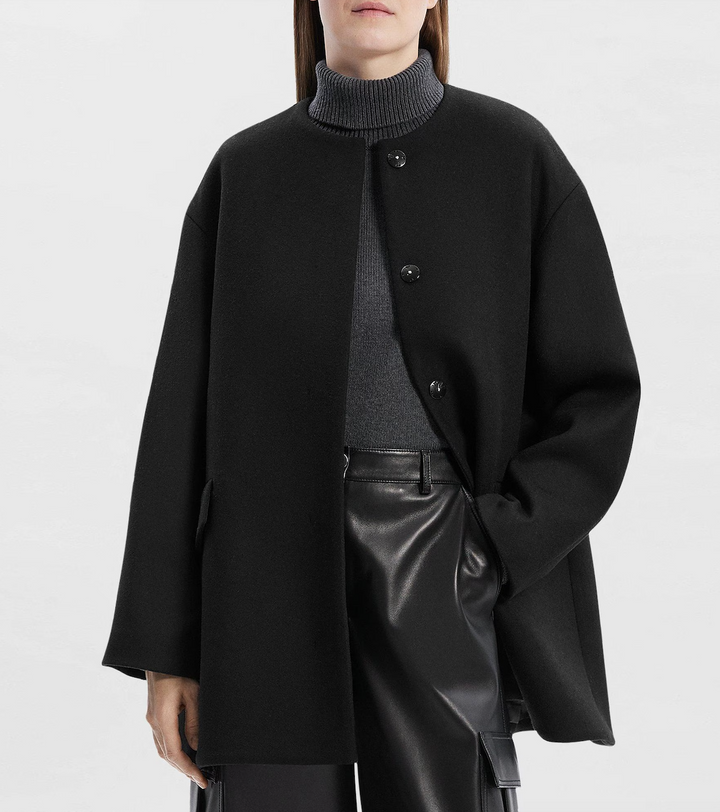 THEORY CAPE BK COAT.WOOL ME