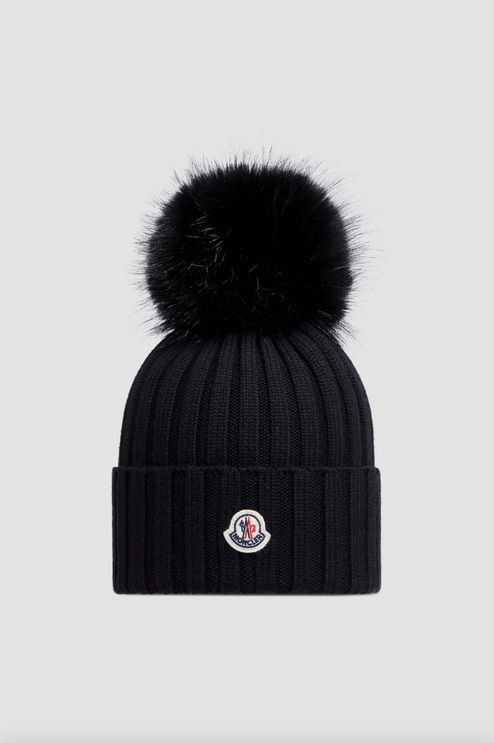 MONCLER WOOL BEANIE WITH POM POM