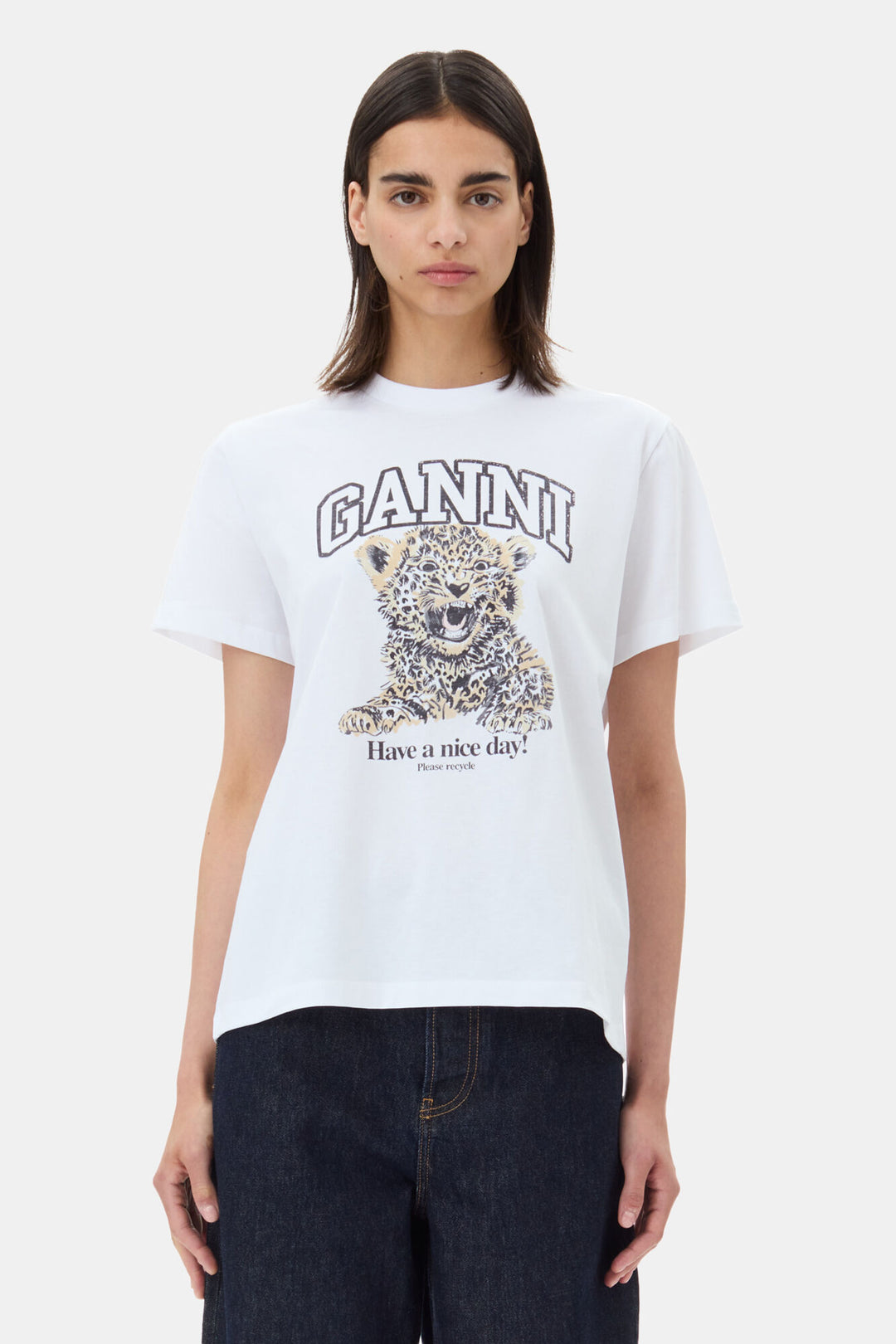 GANNI Basic Jersey Leopard Relaxed T-shirt