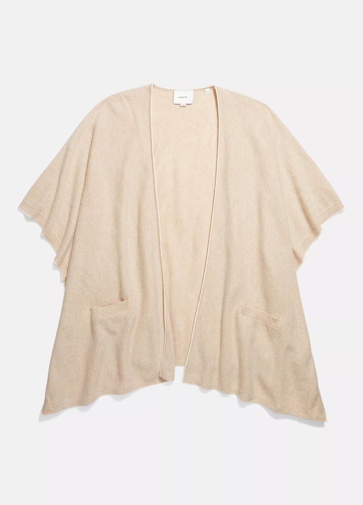 VINCE CASHMERE TIPPED JERSEY KNIT CAPE WITH POCKETS