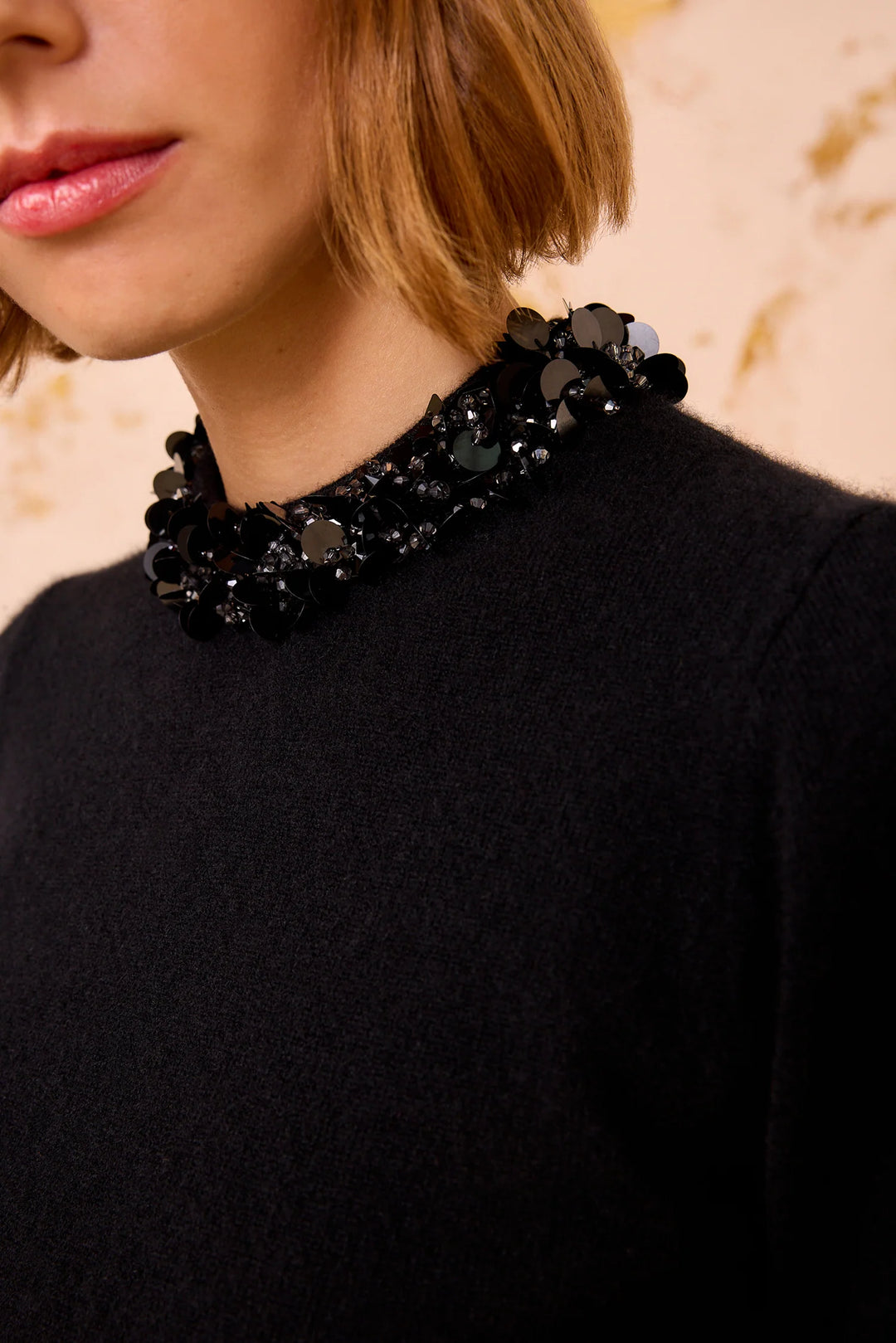 Liv Embroidered Cashmere Short Sleeve Knit