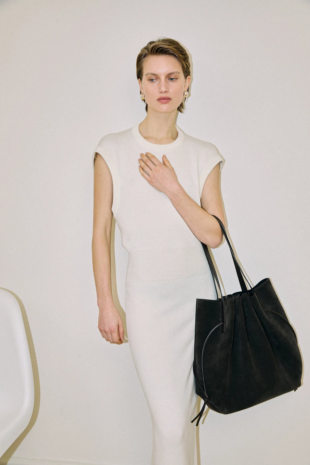 SCALLOP TOTE SUEDE LEATHER