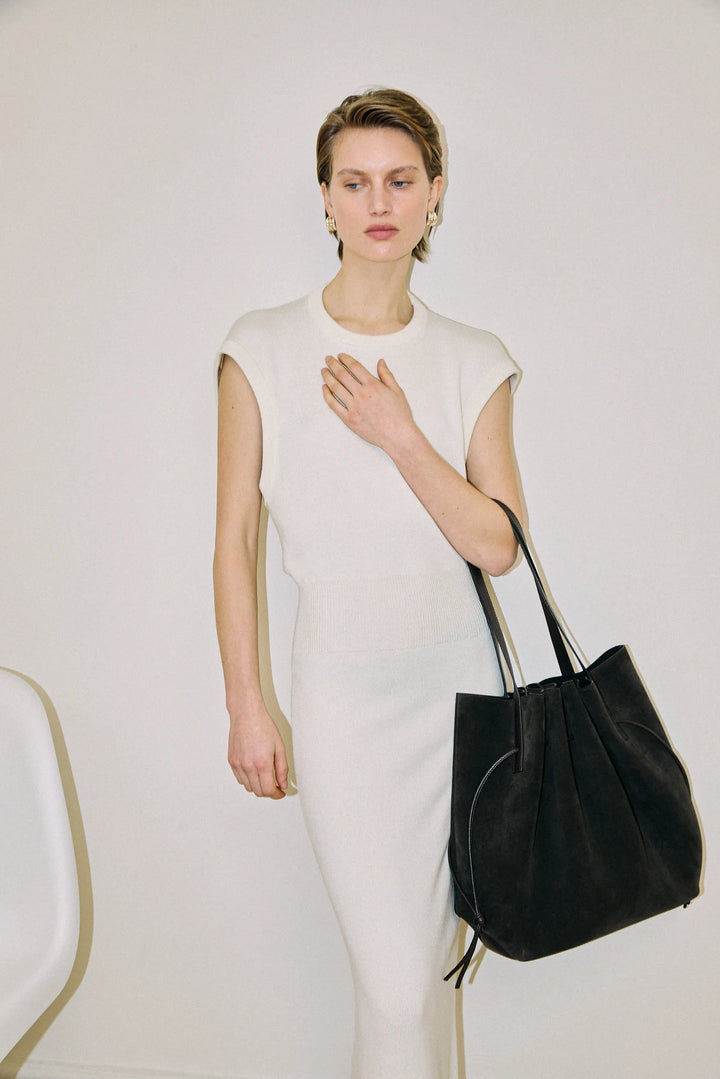SCALLOP TOTE SUEDE LEATHER
