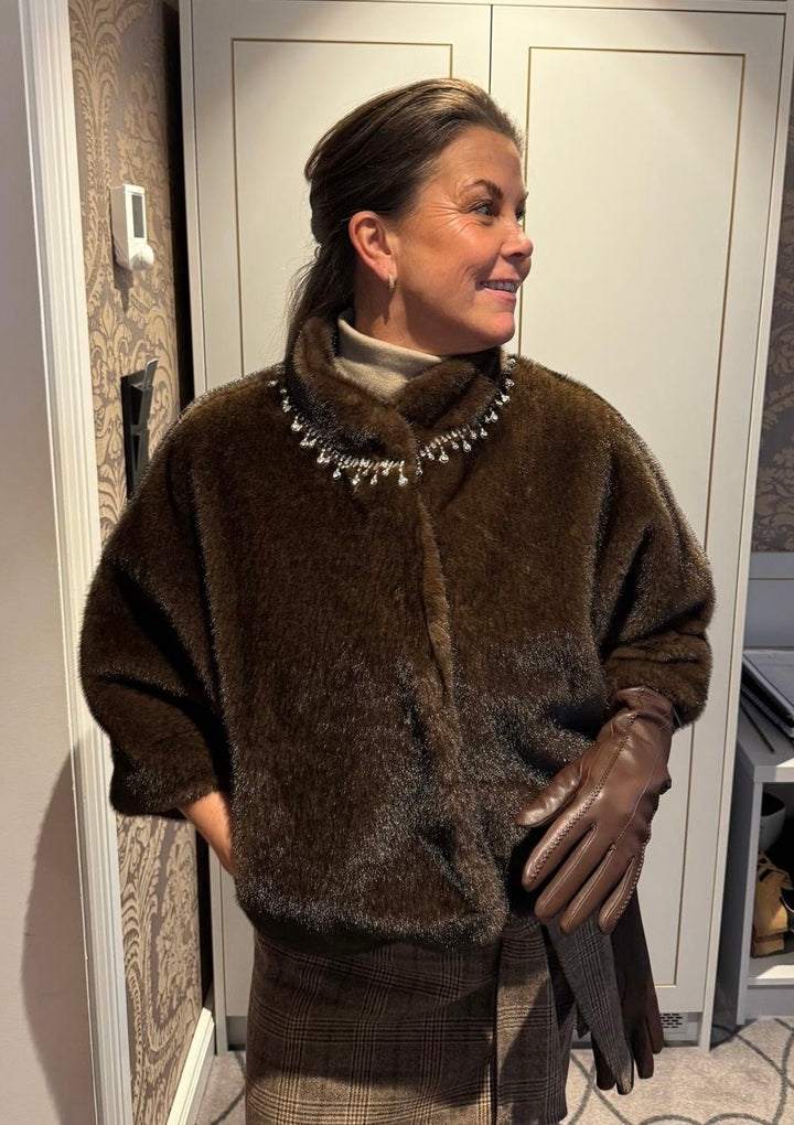 Monaco fuskepels jakke med stener