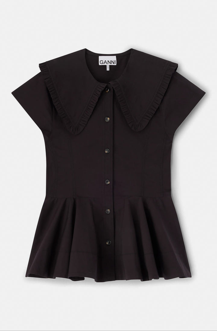 Stretch Cotton Peter Pan Collar Shirt