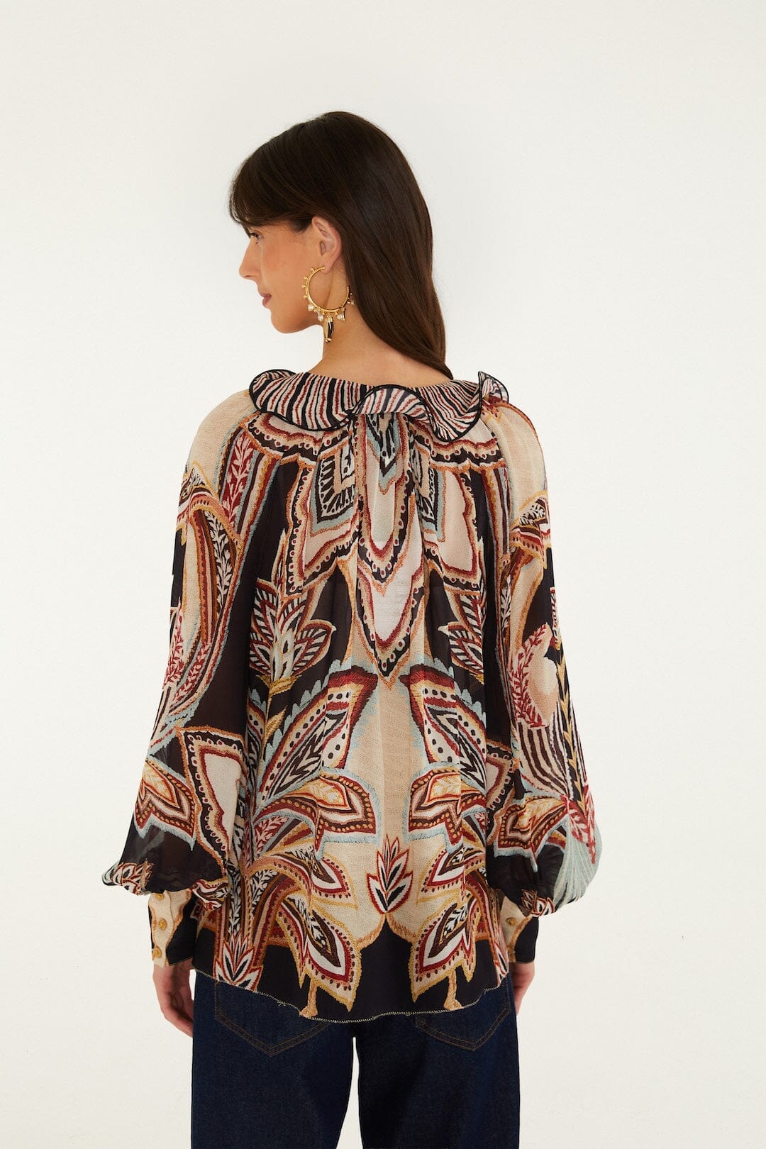 TAPESTRY DREAM BEIGE LONG SLEEVE BLOUSE