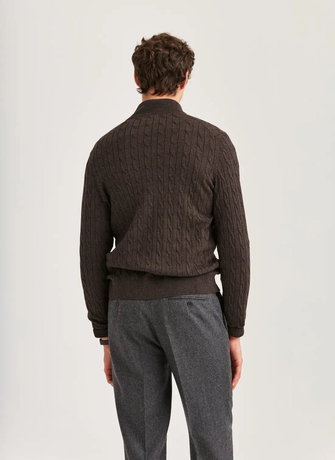 Merino Cable Zip Cardigan