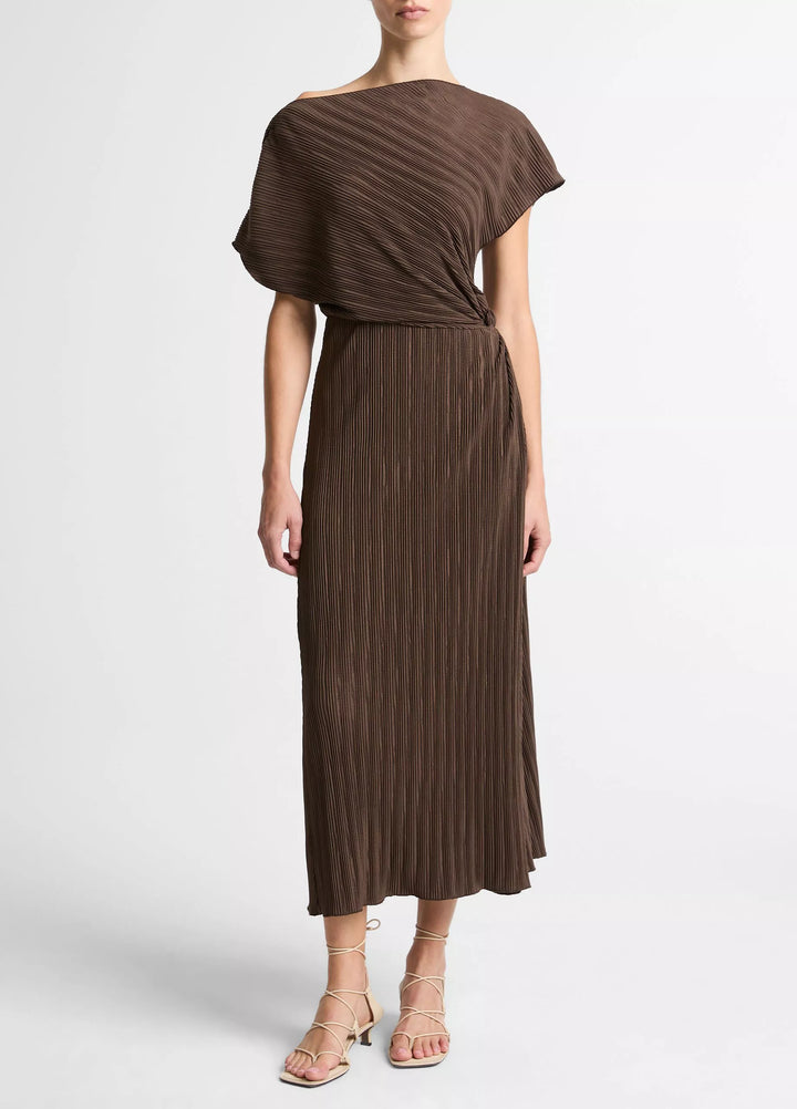 DIRECTIONAL PLEATED TWIST DRESS