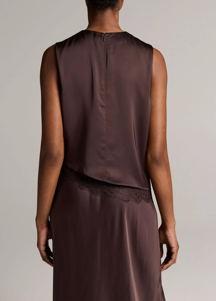 ASYMMETRIC HEM SHELL W/ LACE