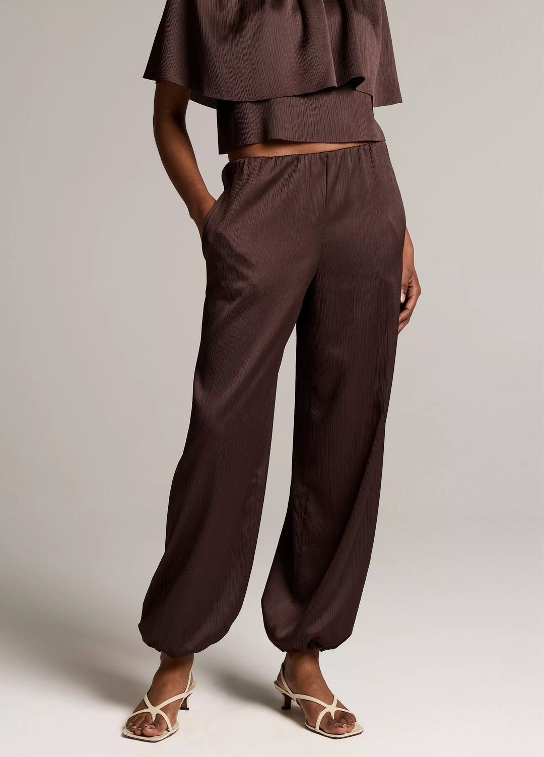 MID WAIST PLISSE CRINKLE PANT