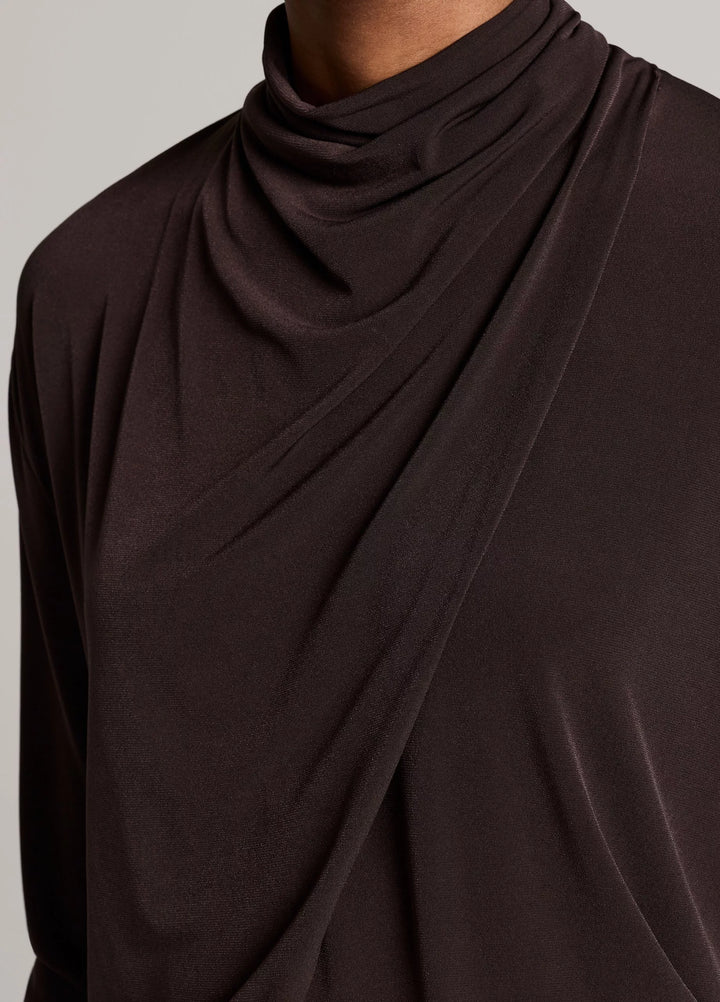 L/S DRAPED COWL BLOUSE