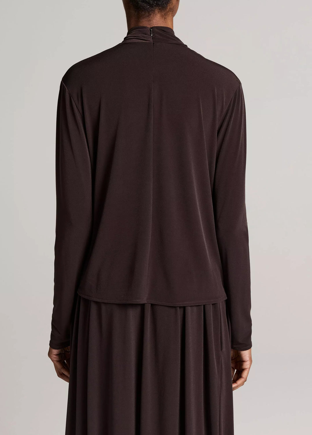 L/S DRAPED COWL BLOUSE