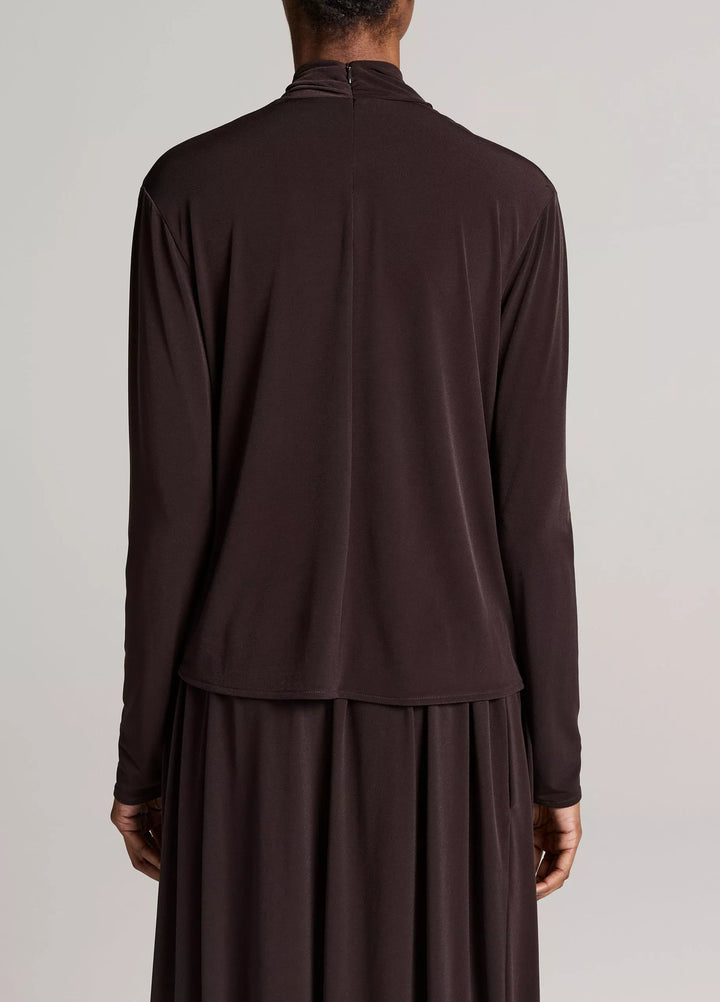 L/S DRAPED COWL BLOUSE