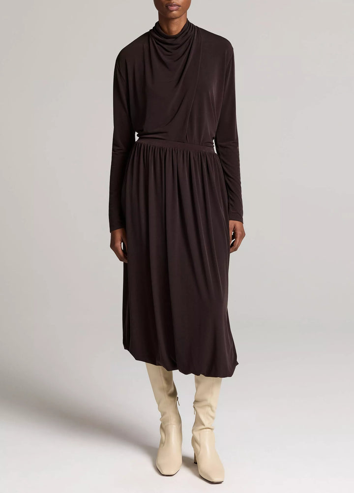 L/S DRAPED COWL BLOUSE