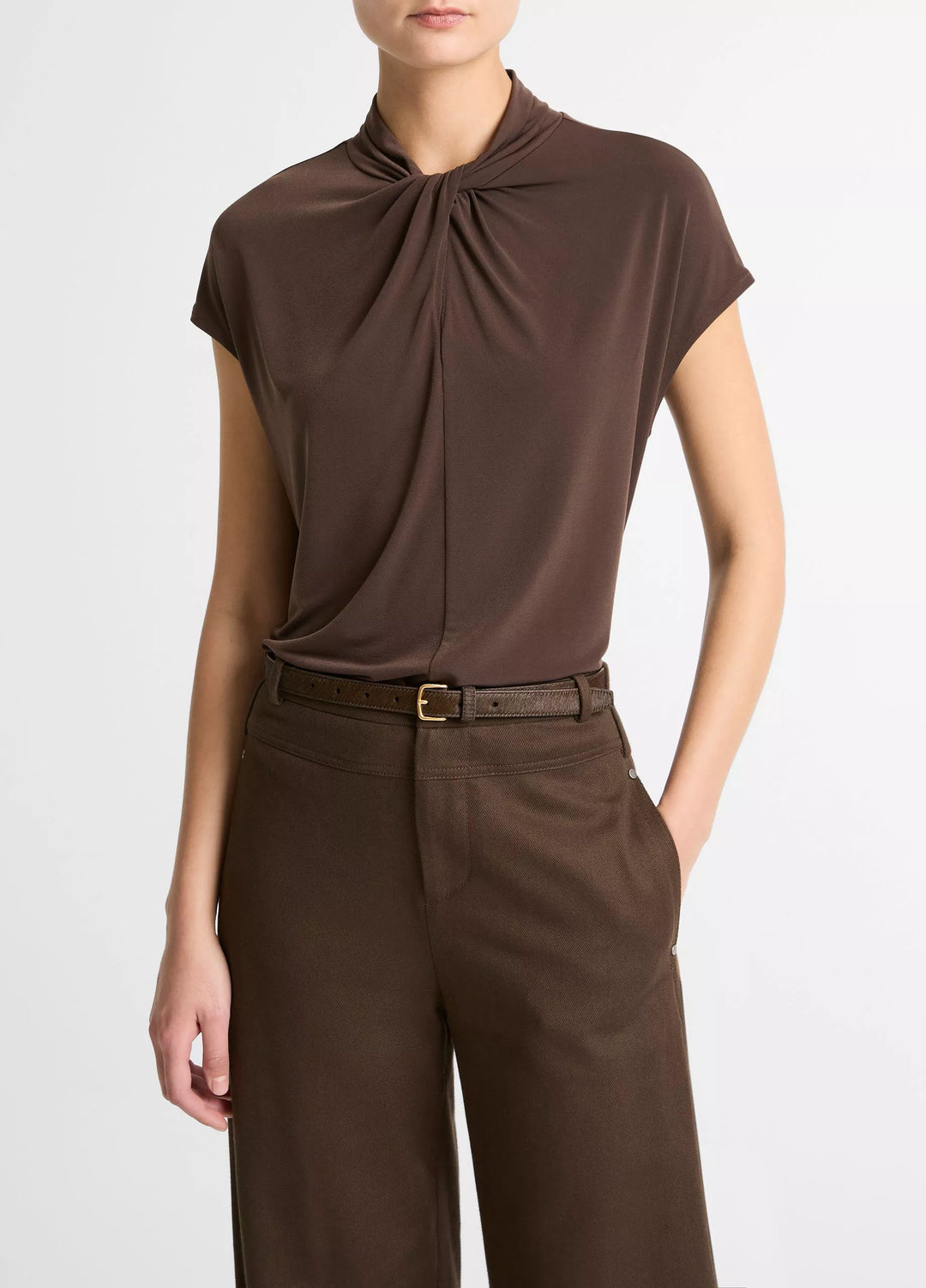 CAP SLV TWIST NK TOP