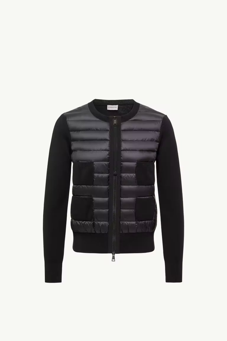 Padded Wool Zip-Up Cardigan