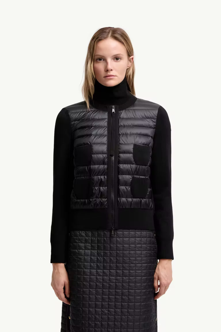 Padded Wool Zip-Up Cardigan