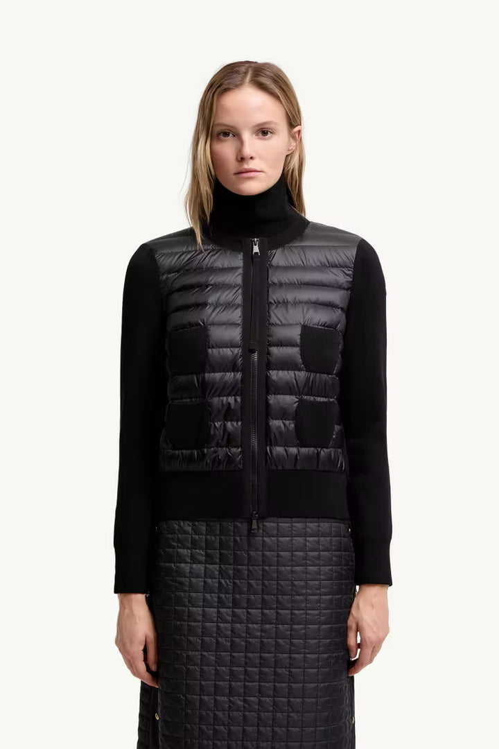 Padded Wool Zip-Up Cardigan