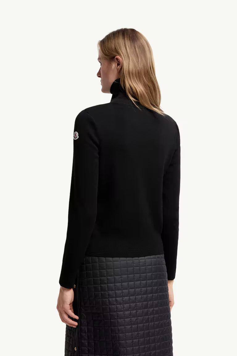 Padded Wool Zip-Up Cardigan