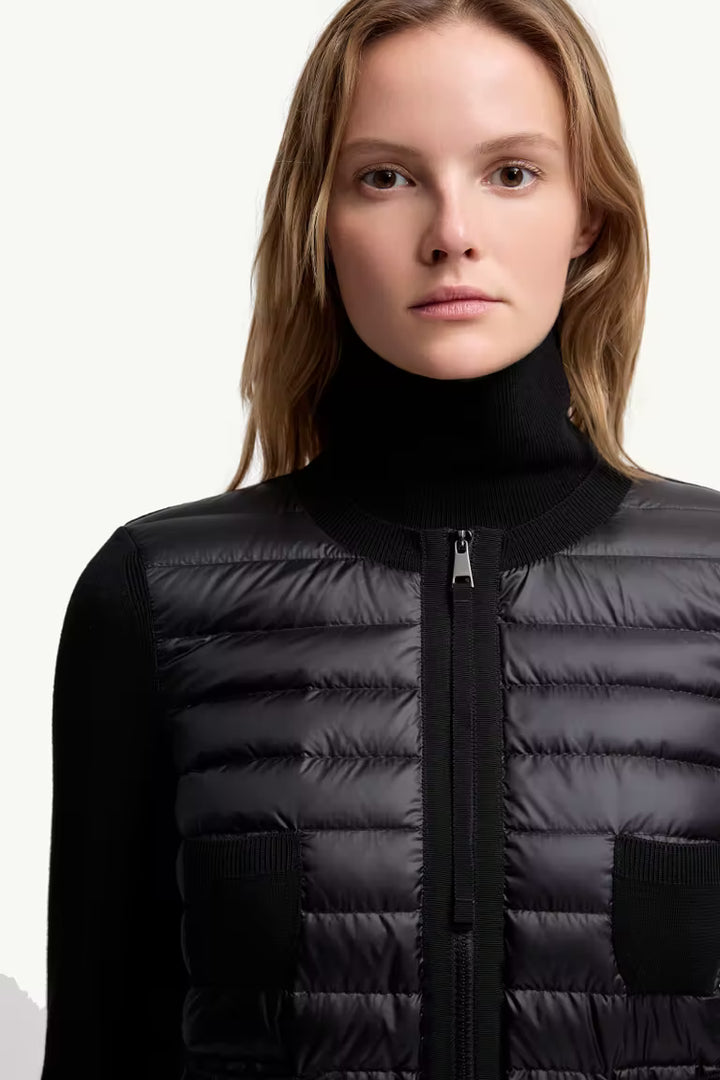 Padded Wool Zip-Up Cardigan