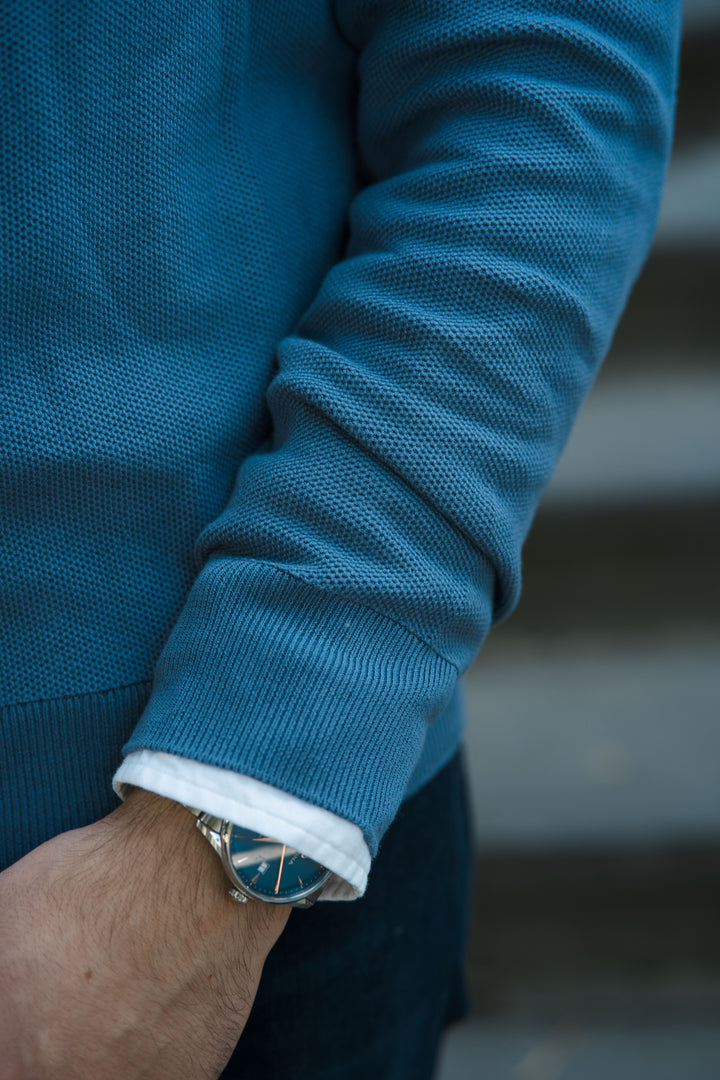 Mesh-Knit Cotton Quarter-Zip Jumper