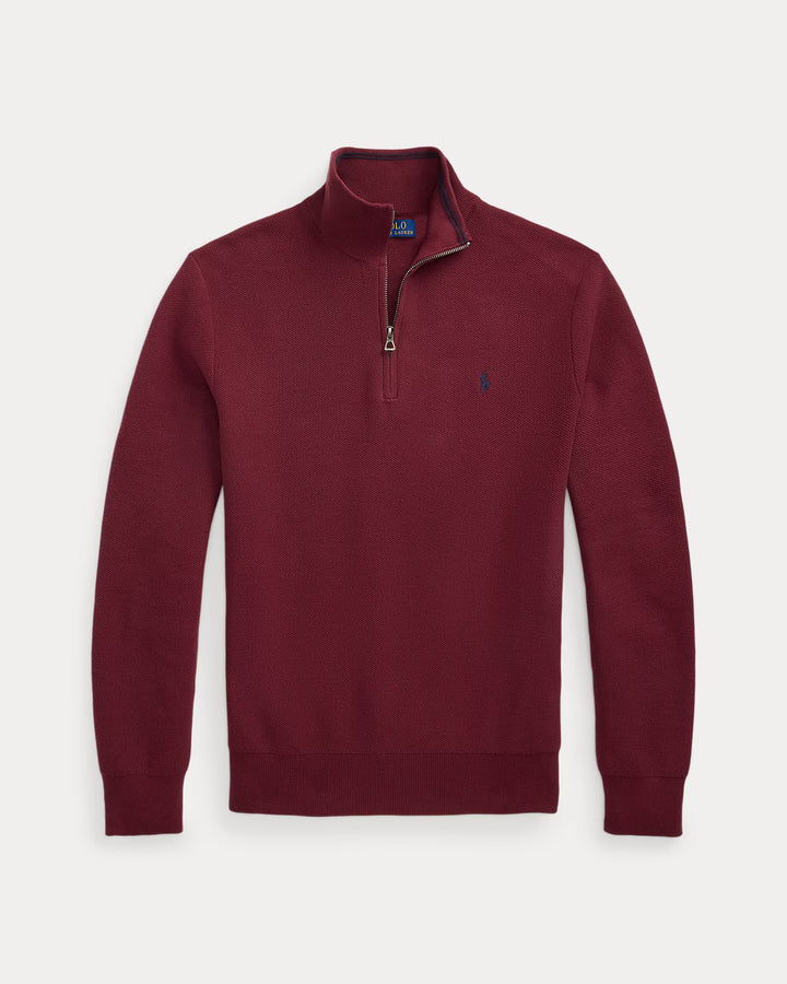 Mesh-Knit Cotton Quarter-Zip Jumper