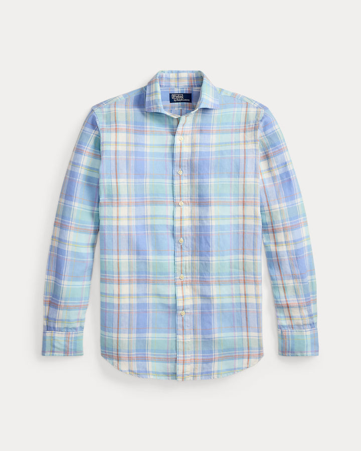 Classic Fit Plaid Slub Linen Shirt