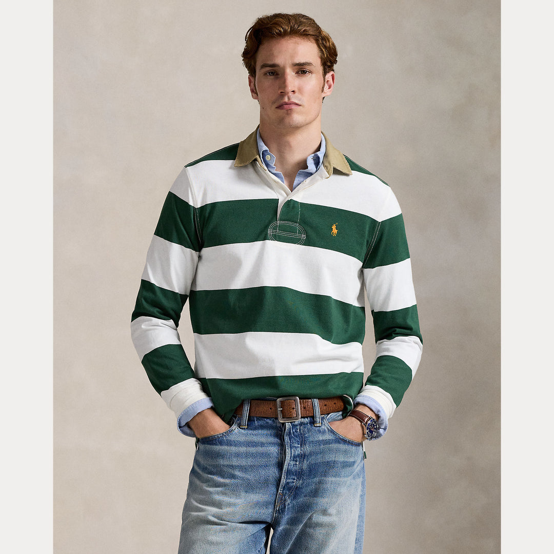 Classic Fit Khaki-Collar Rugby Shirt